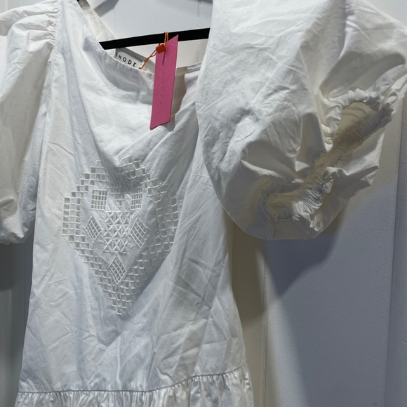 RHODE Martina white eyelet off shoulder mini dress size S - Picture 8 of 10